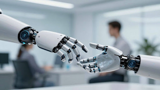 AI agent interacting with human in customer service.