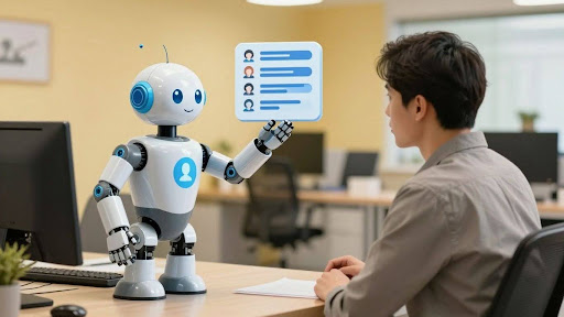 Business owner relieved by AI handling customer communication.